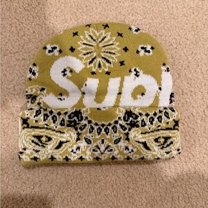 Supreme Yellow Bandana Beanie One Size Adult